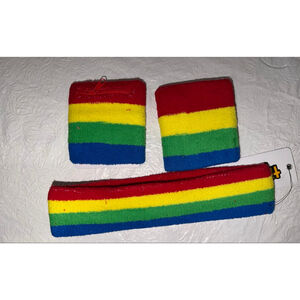 Lot of 3 Tipsy Elves Trailblazer Rainbow Sweatband Set Zipper Pocket Pride LGBTQ